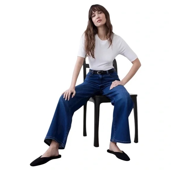 BANANA REPUBLIC High-Rise Wide Leg Denim Jean dark wash, size 25P petite NWOT - Picture 5 of 8